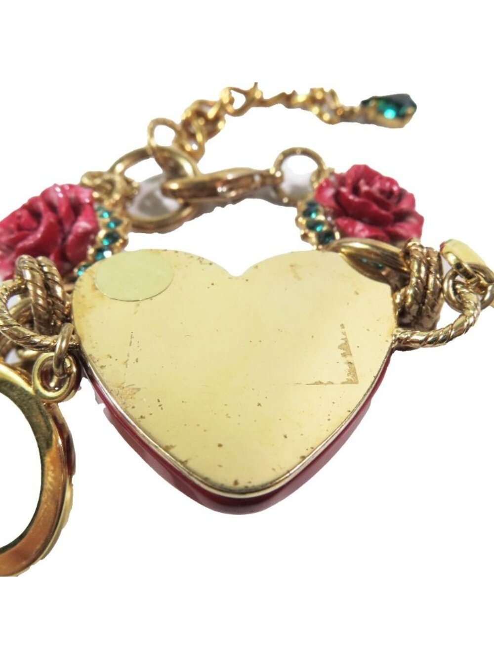 Dolce & Gabbana Bracelet Heart Rose DG Logo Chain Line Stone - Picture 6 of 7